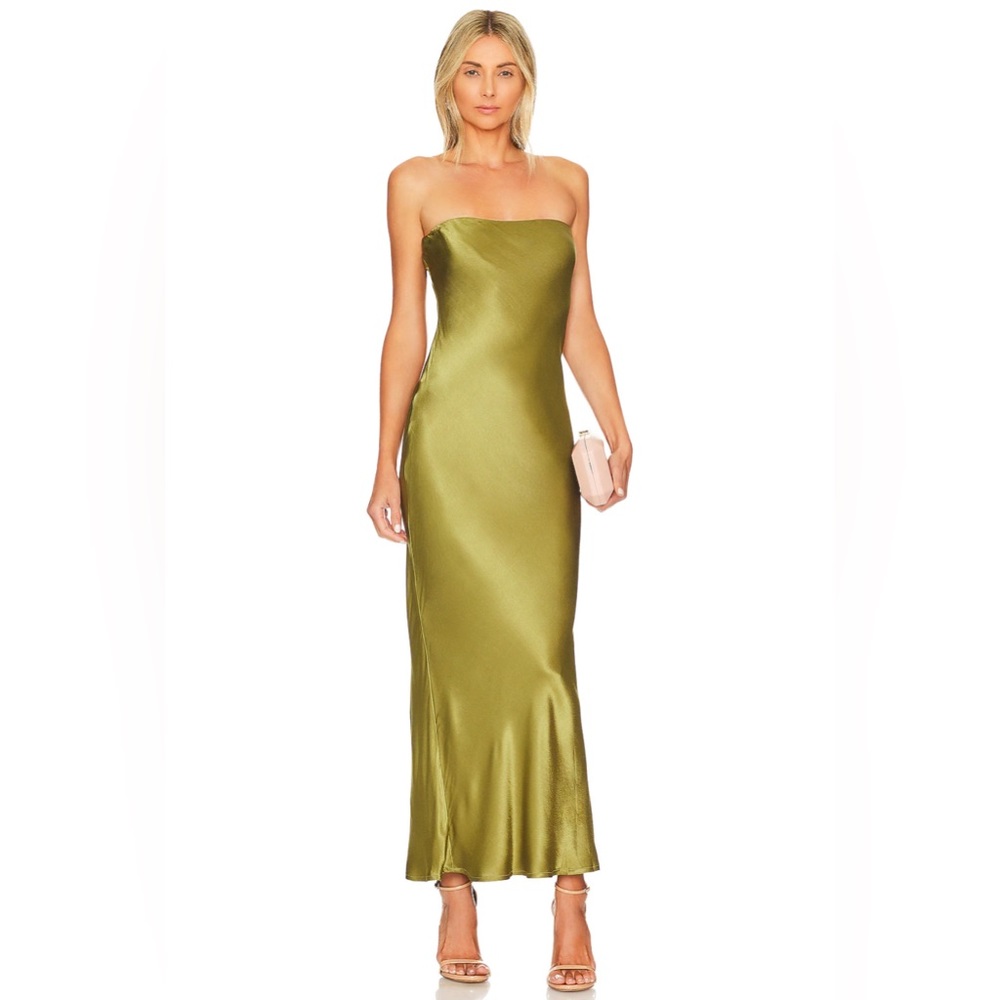 SNDYS SILKY STRAPLESS ANGEL TUBE MAXI DRESS PRINCESS POLLY CULT GAIA LULUS ASOS - Picture 2 of 7